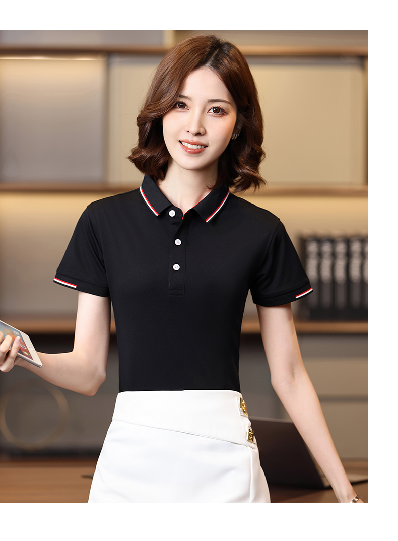 195g 40 count silk cotton lapel short sleeve POLO shirt GJ15-6606