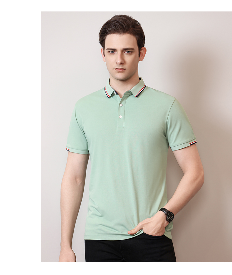 195g 40 count silk cotton lapel short sleeve POLO shirt GJ15-6606