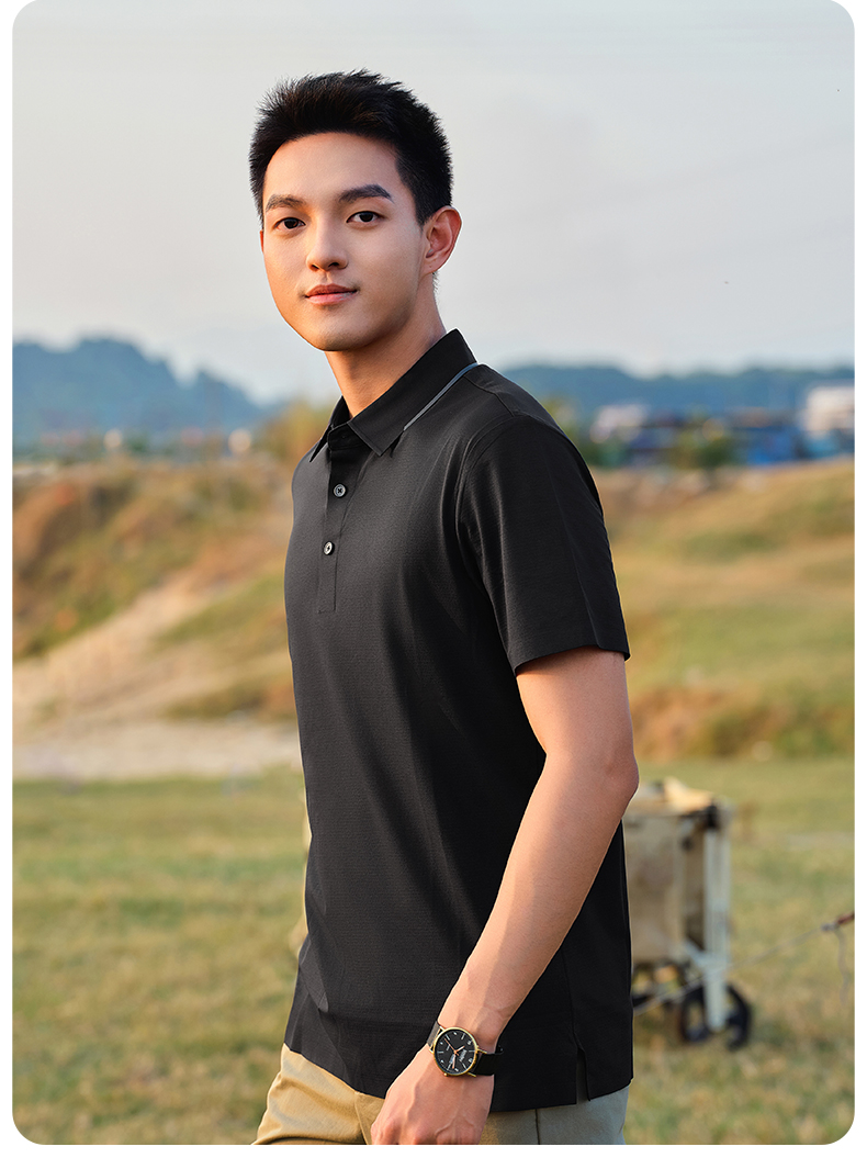 140g quick-drying 100 jacquard lapel short-sleeved POLO shirt GJ39-6601