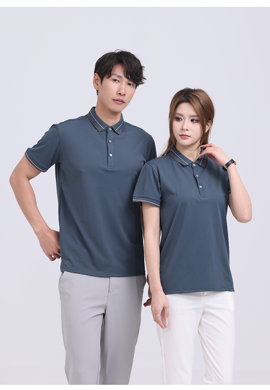 190g fresh color matching simple silhouette short-sleeved lapel polo shirt W02-K5680