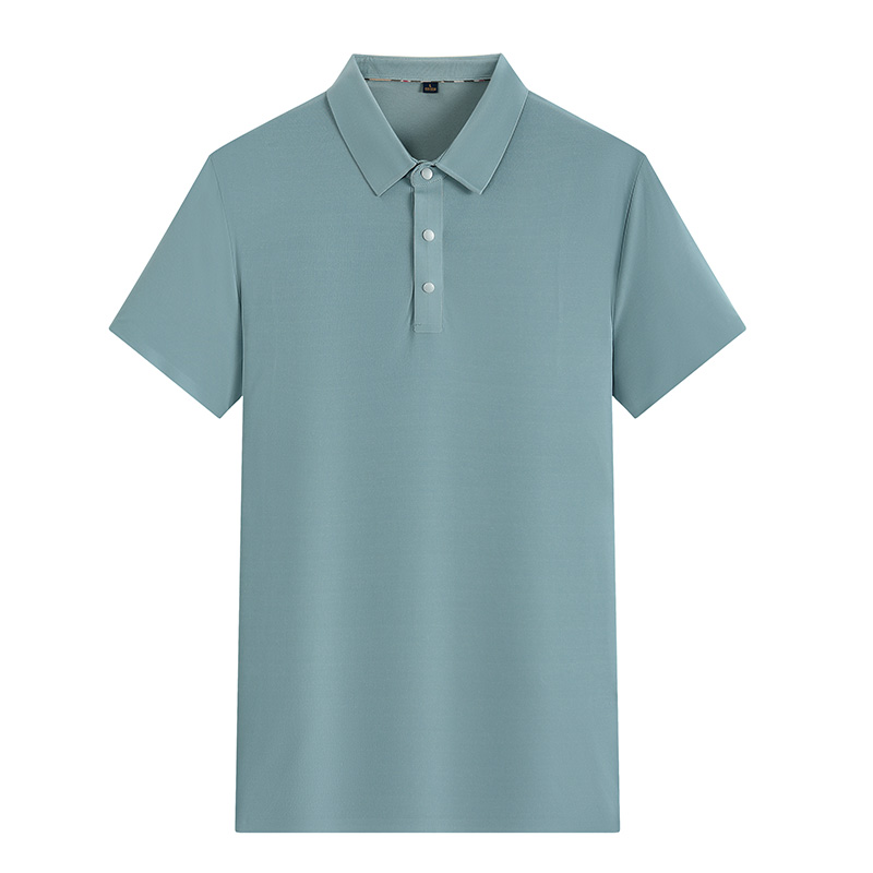 210g polyester-spandex plain seamless business short-sleeved lapel polo shirt L04-P242