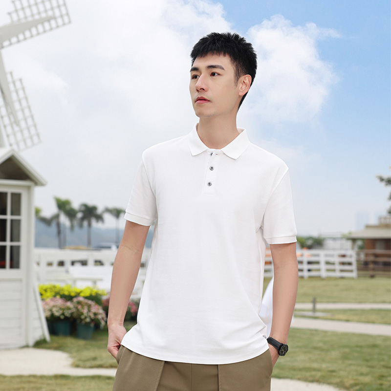 210g ice cotton solid color casual short-sleeved lapel polo shirt W01-A11