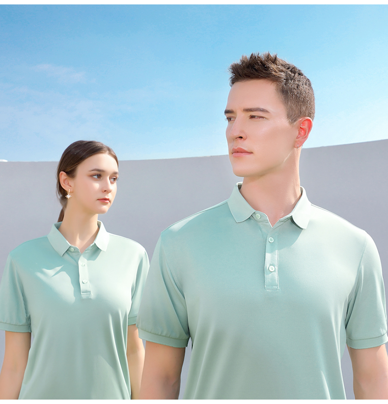 210g cool and comfortable ice silk solid color short-sleeved lapel polo shirt I03-2901