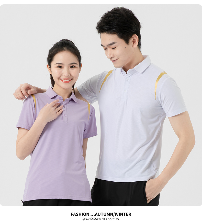 Breathable ice silk elastic lapel short-sleeved POLO shirt KF2-9206 for women