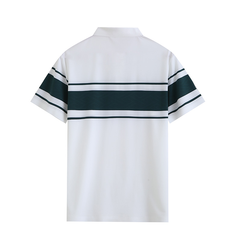 Comfortable and breathable monochrome stitching brocade-nylon yarn-dyed striped short-sleeved lapel polo shirt GJ61-W2822007