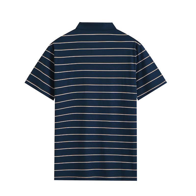 Pinstripe brocade-nylon yarn-dyed striped short-sleeved lapel polo shirt GJ61-W2822011