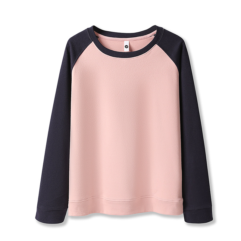 German velvet contrast color round neck long sleeve raglan sweatshirt BC4-DQ-color matching edge