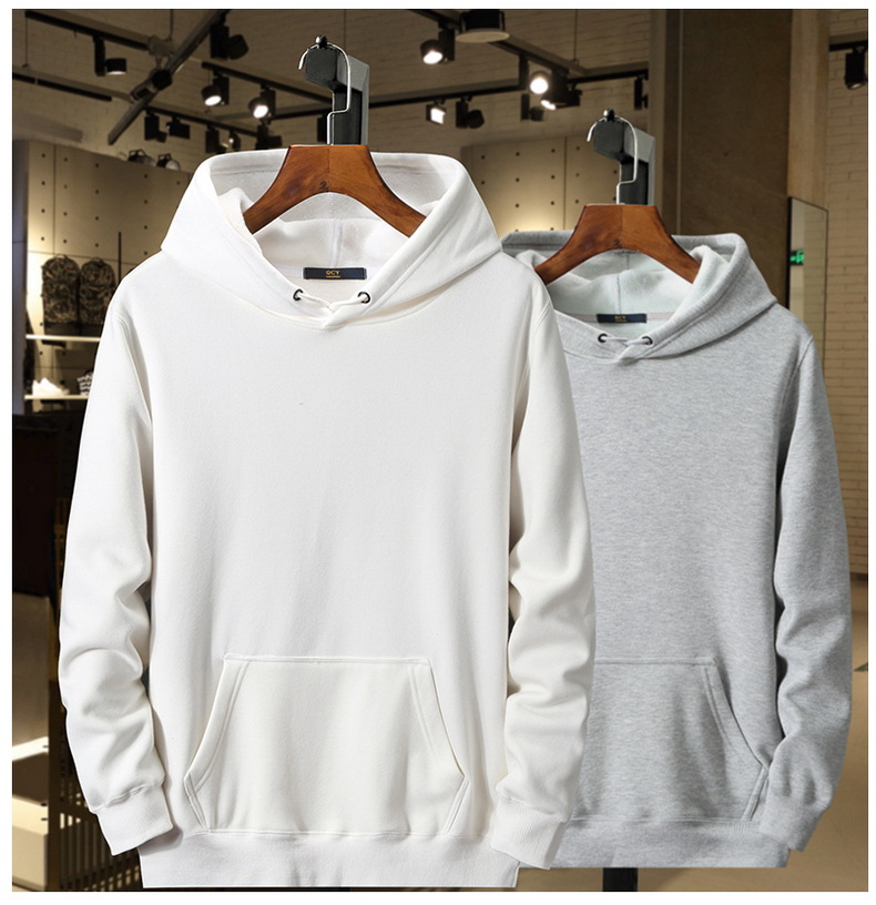 New solid color pullover hoodie autumn and winter trend plus velvet sweater BC10-500g cotton super hoodie