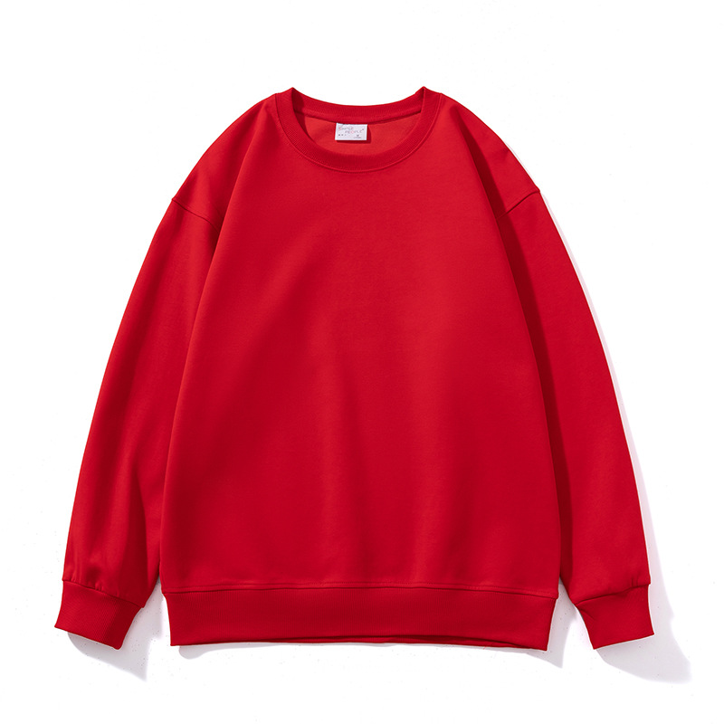 350g loose solid color water soft cotton round neck drop shoulder sweatshirt B08-water soft round neck