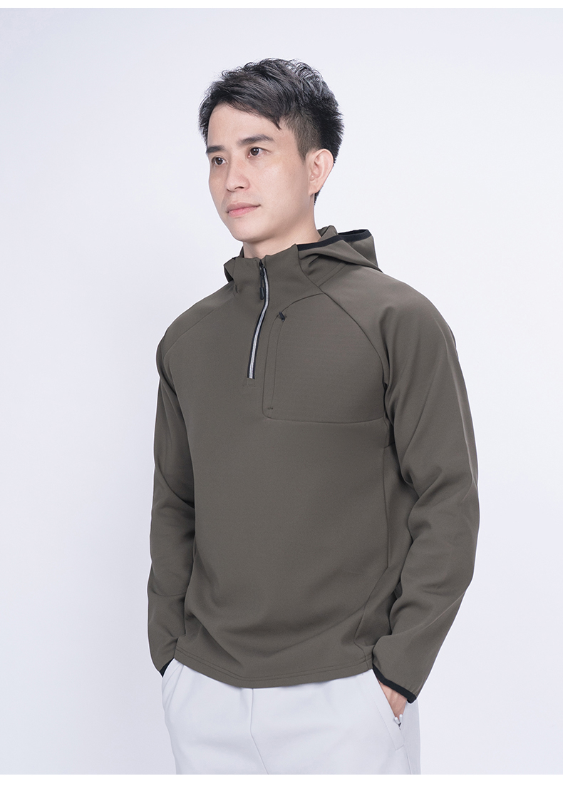 250g high elastic nano grid hooded half zipper outer sweatshirt KD4-7390