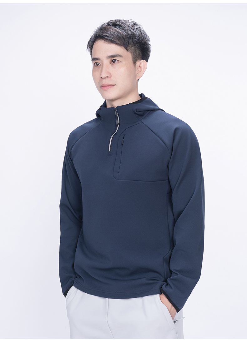 250g high elastic nano grid hooded half zipper outer sweatshirt KD4-7390