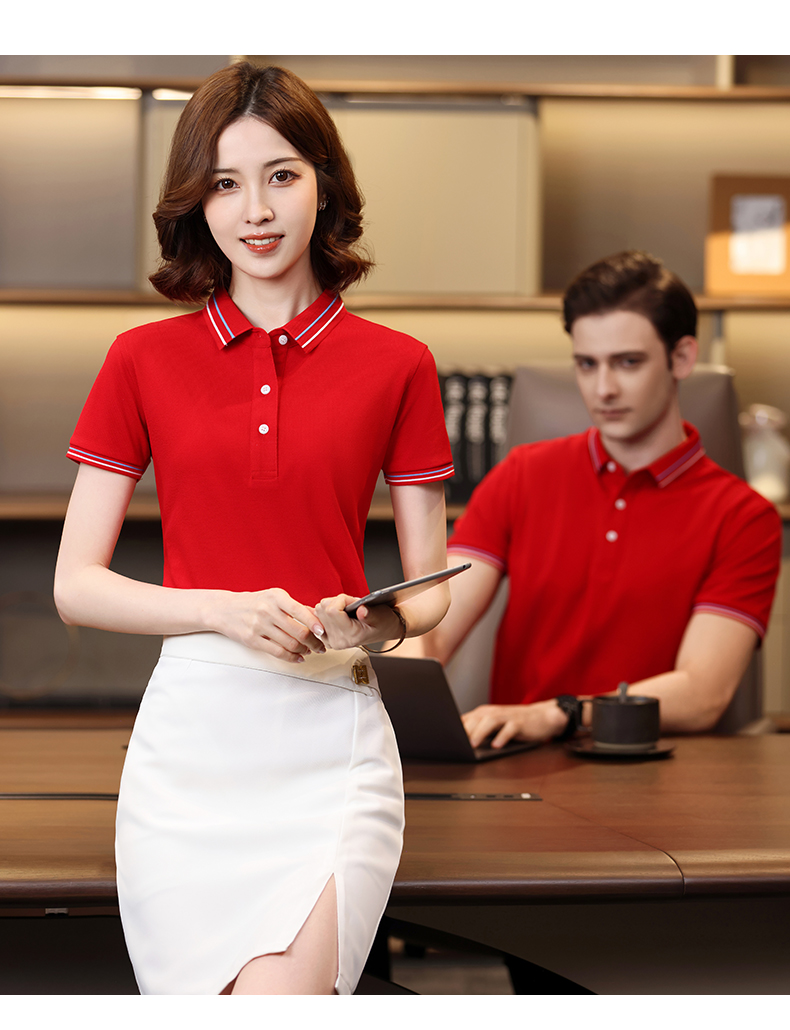 210g 40s double yarn Pima cotton beaded lapel short-sleeved POLO shirt GJ15-2388