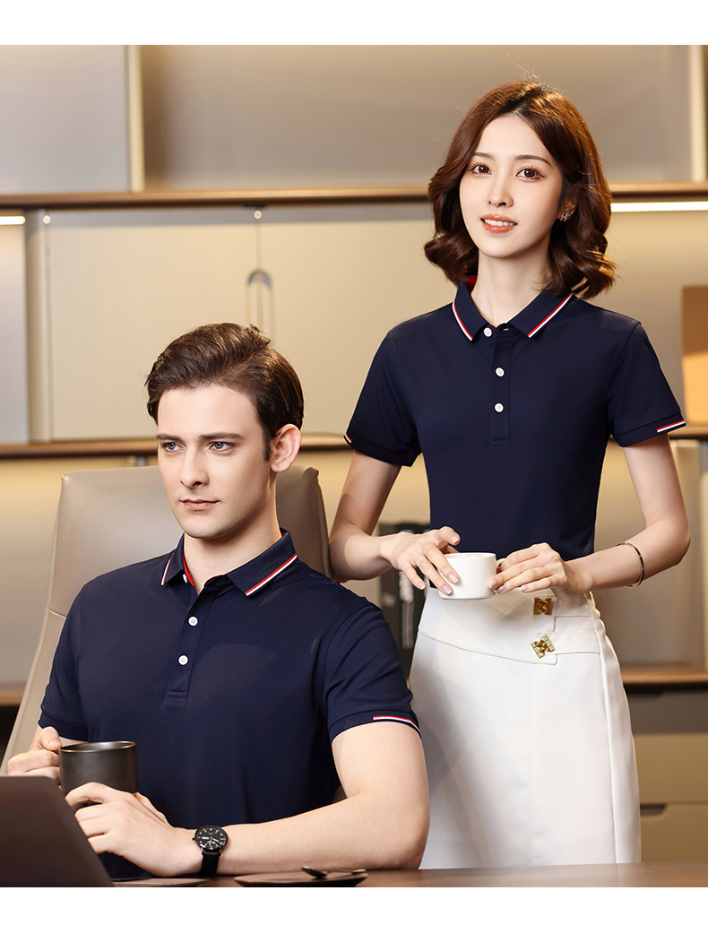 195g 40 count silk cotton lapel short sleeve POLO shirt GJ15-6606