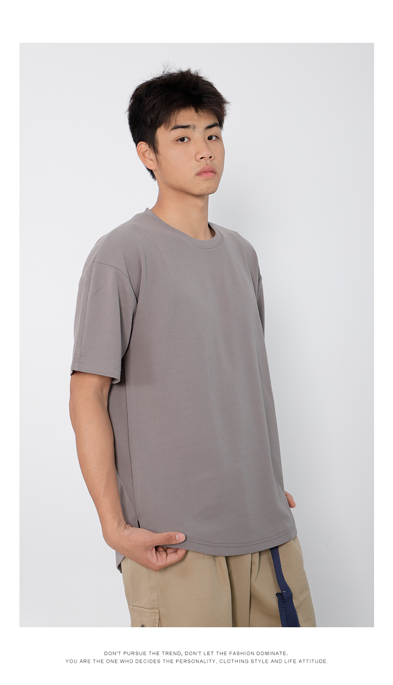 200G textured round neck short-sleeved T-shirt KB2-LHT24002