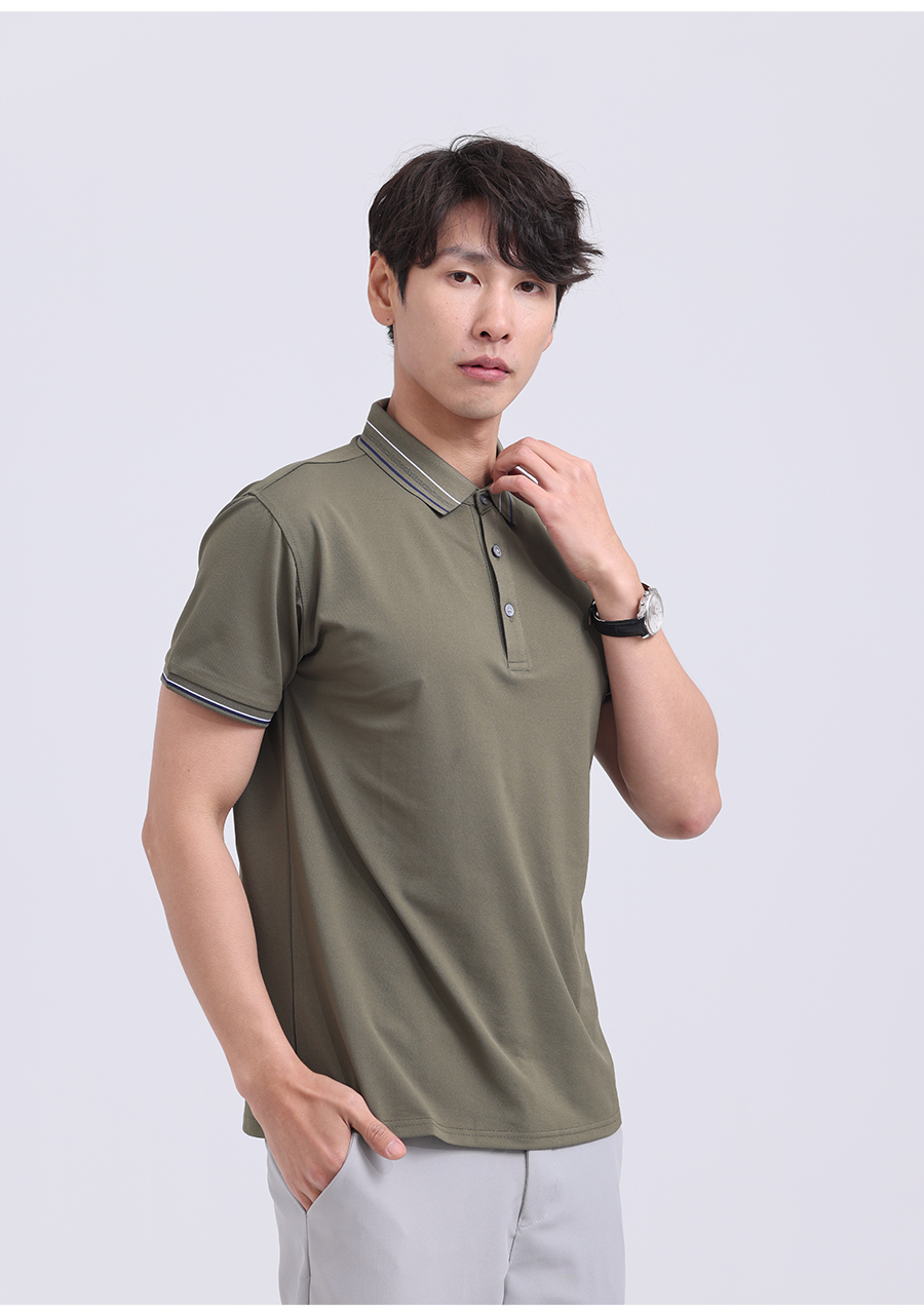 190g fresh color matching simple silhouette short-sleeved lapel polo shirt W02-K5680