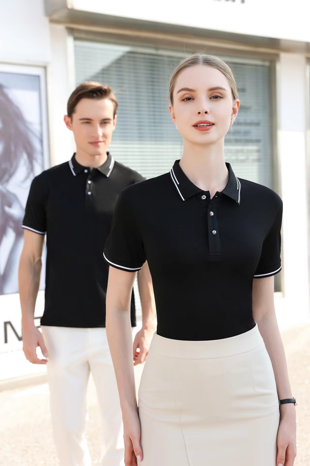 200g Bola Tencel beads short-sleeved lapel polo shirt GJ57-2666