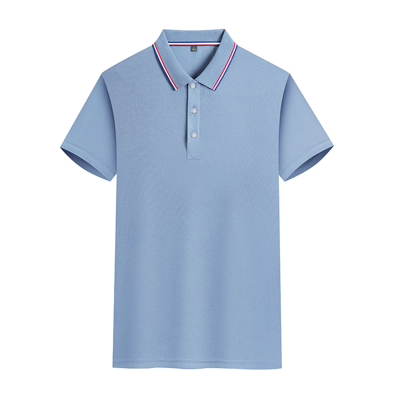 190g classic double-sided color lapel short-sleeved polo shirt W01-655