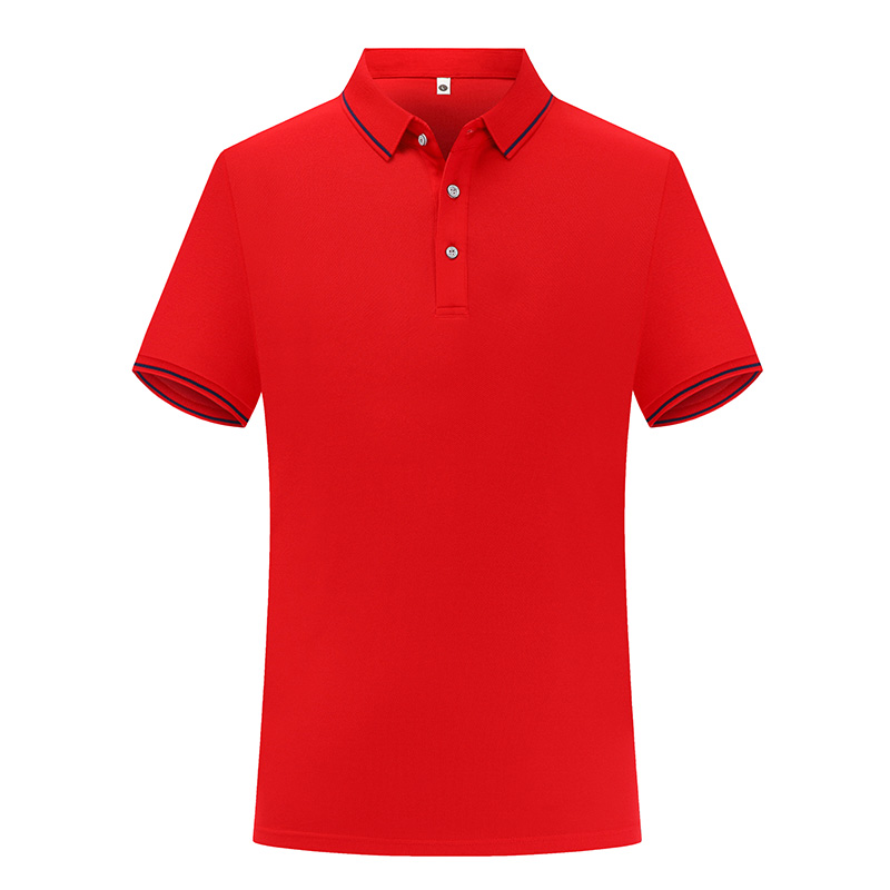 210g double-sided hexagonal striped collar short-sleeved lapel polo shirt GJ10-2308