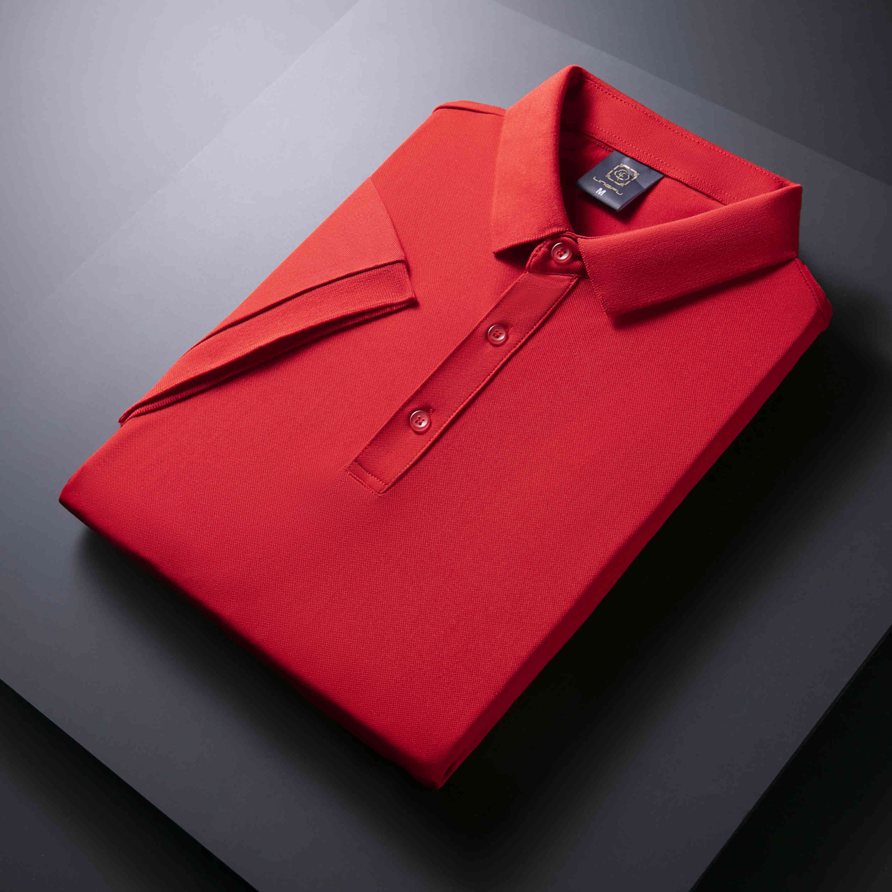 210g cool and comfortable ice silk solid color short-sleeved lapel polo shirt I03-2901