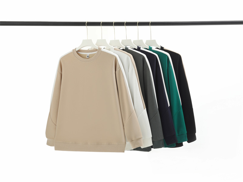 330g piqué cotton trendy colorblocked round neck sweatshirt GJ8-9317