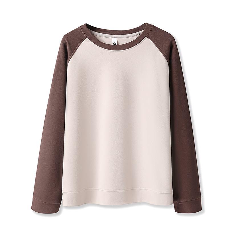 German velvet contrast color round neck long sleeve raglan sweatshirt BC4-DQ-color matching edge