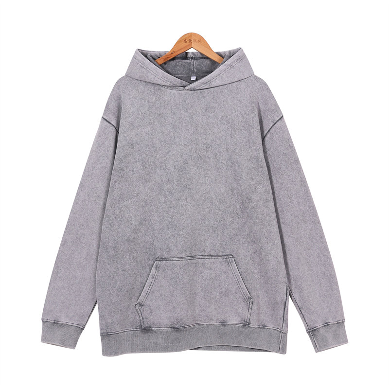 400g heavyweight drop shoulder retro washed terry hoodie sweatshirt GJ45-040T