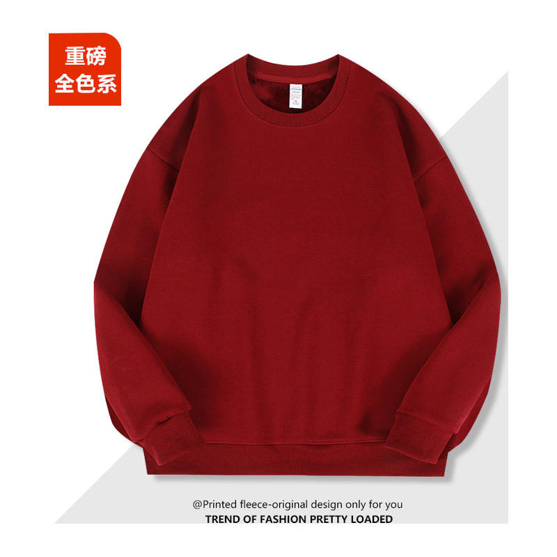 Chinese cotton plus velvet straight shoulder round neck sweatshirt GJ25-A7013