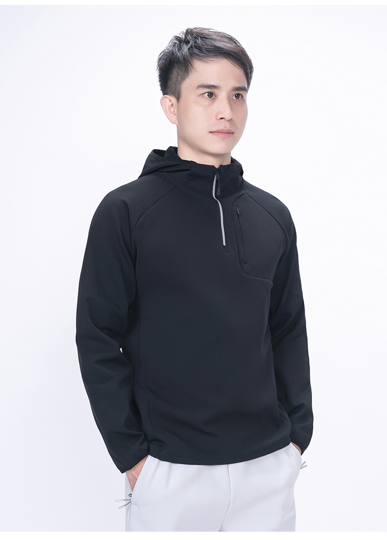 250g high elastic nano grid hooded half zipper outer sweatshirt KD4-7390