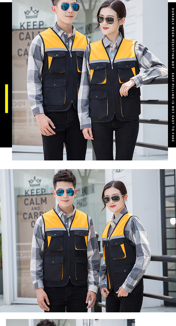 Twill color matching reflective strip workwear vest universal style H06-9002