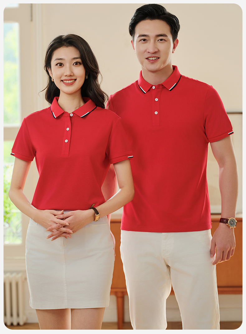 185G40 Xinjiang cotton pique lapel short-sleeved POLO shirt 5A antibacterial GJ19-321