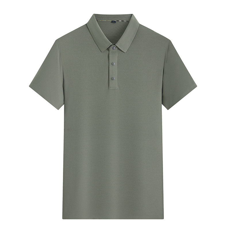 210g polyester-spandex plain seamless business short-sleeved lapel polo shirt L04-P242