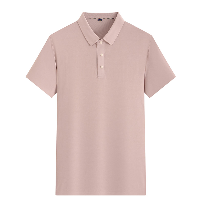 210g polyester-spandex plain seamless business short-sleeved lapel polo shirt L04-P242