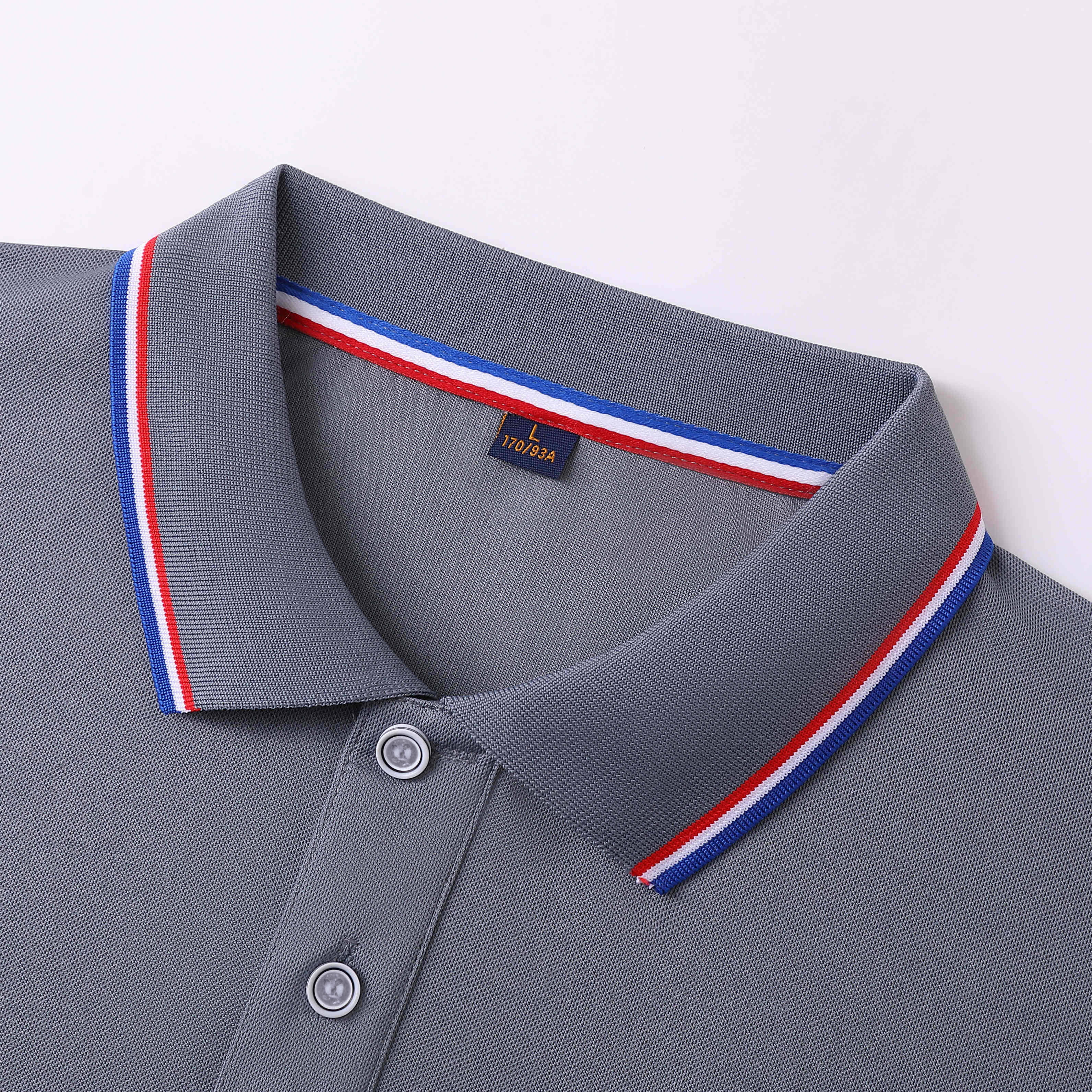 190g classic double-sided color lapel short-sleeved polo shirt W01-655