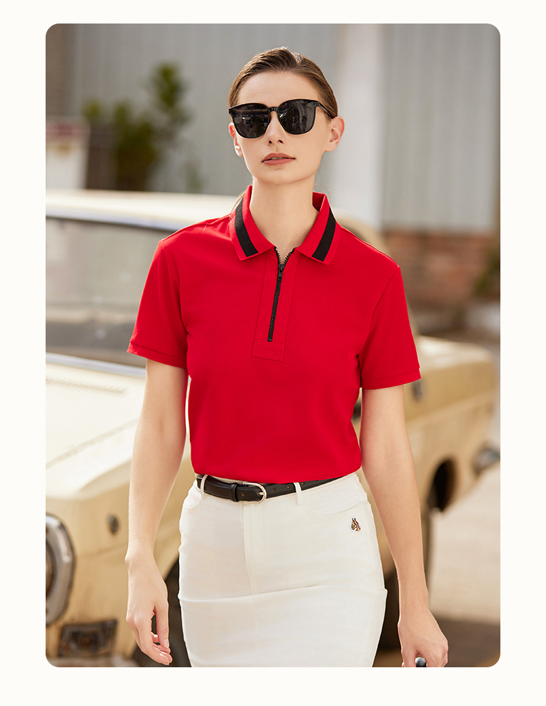 230g 60-count zipper antibacterial moisture-absorbing lapel short-sleeved POLO shirt GJ58-2A07