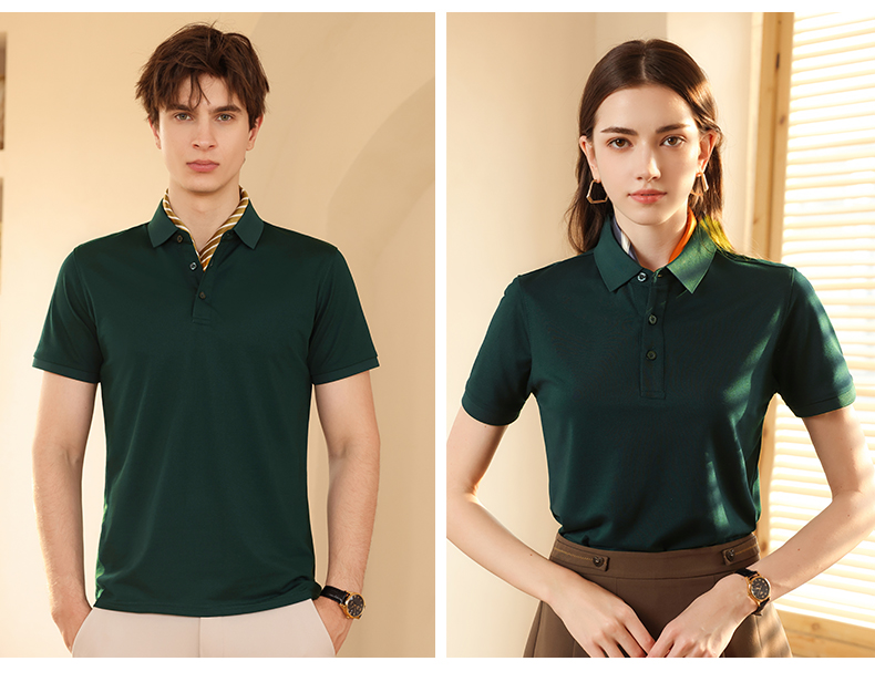 210g comfortable cool cotton-polyamide pique solid color short-sleeved lapel polo shirt L04-P249