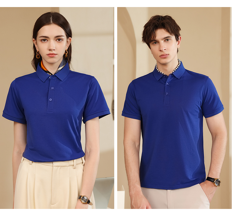 210g comfortable cool cotton-polyamide pique solid color short-sleeved lapel polo shirt L04-P249