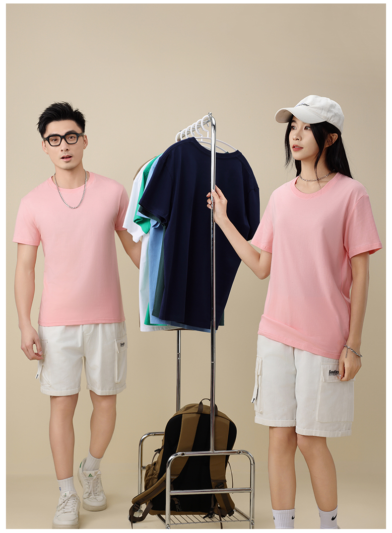 180g comfortable and crisp Xinjiang long-staple cotton solid color round neck short sleeve adult style L04-W180