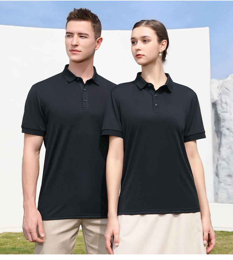 210g cool and comfortable ice silk solid color short-sleeved lapel polo shirt I03-2901