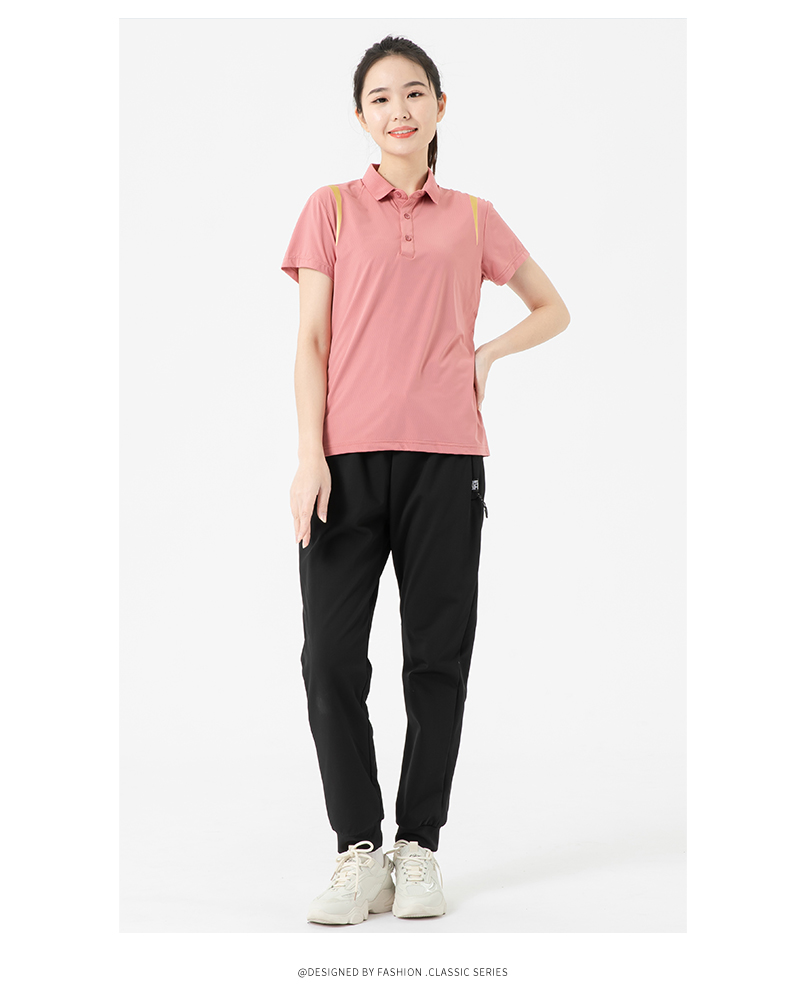 Breathable ice silk elastic lapel short-sleeved POLO shirt KF2-9206 for women