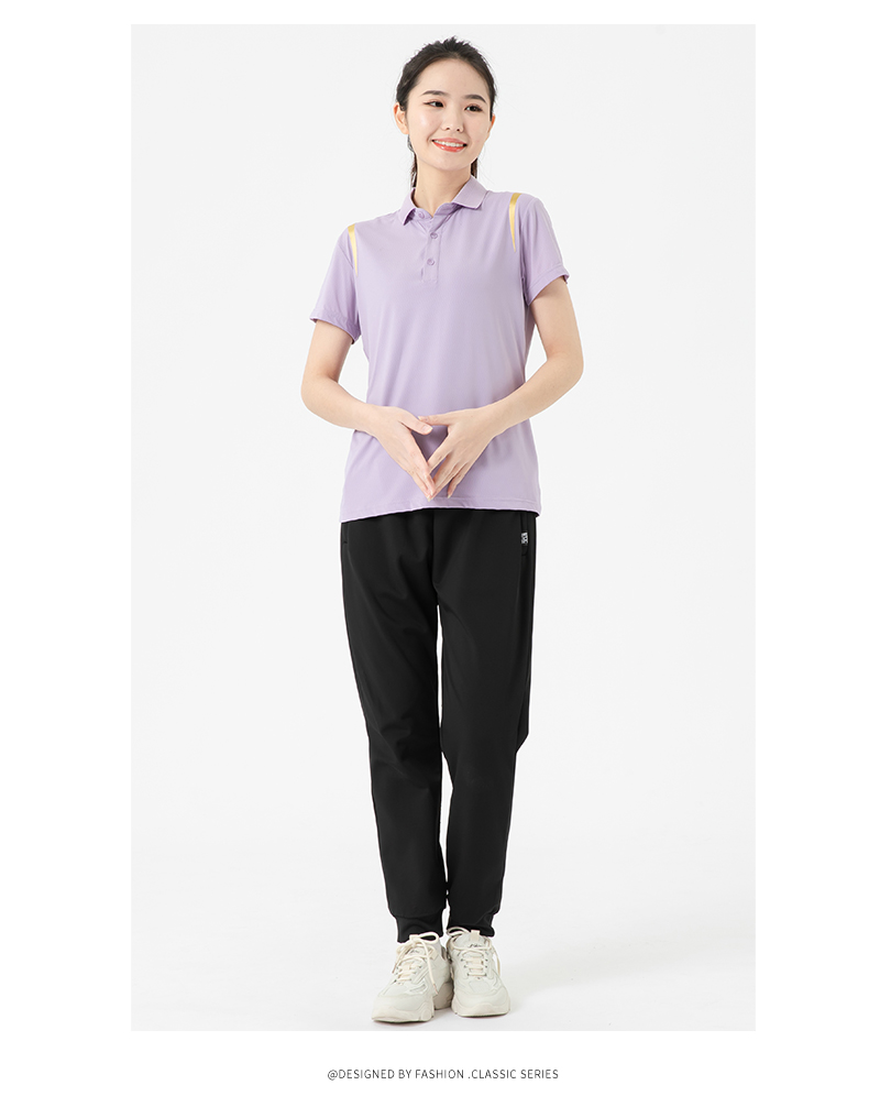 Breathable ice silk elastic lapel short-sleeved POLO shirt KF2-9206 for women