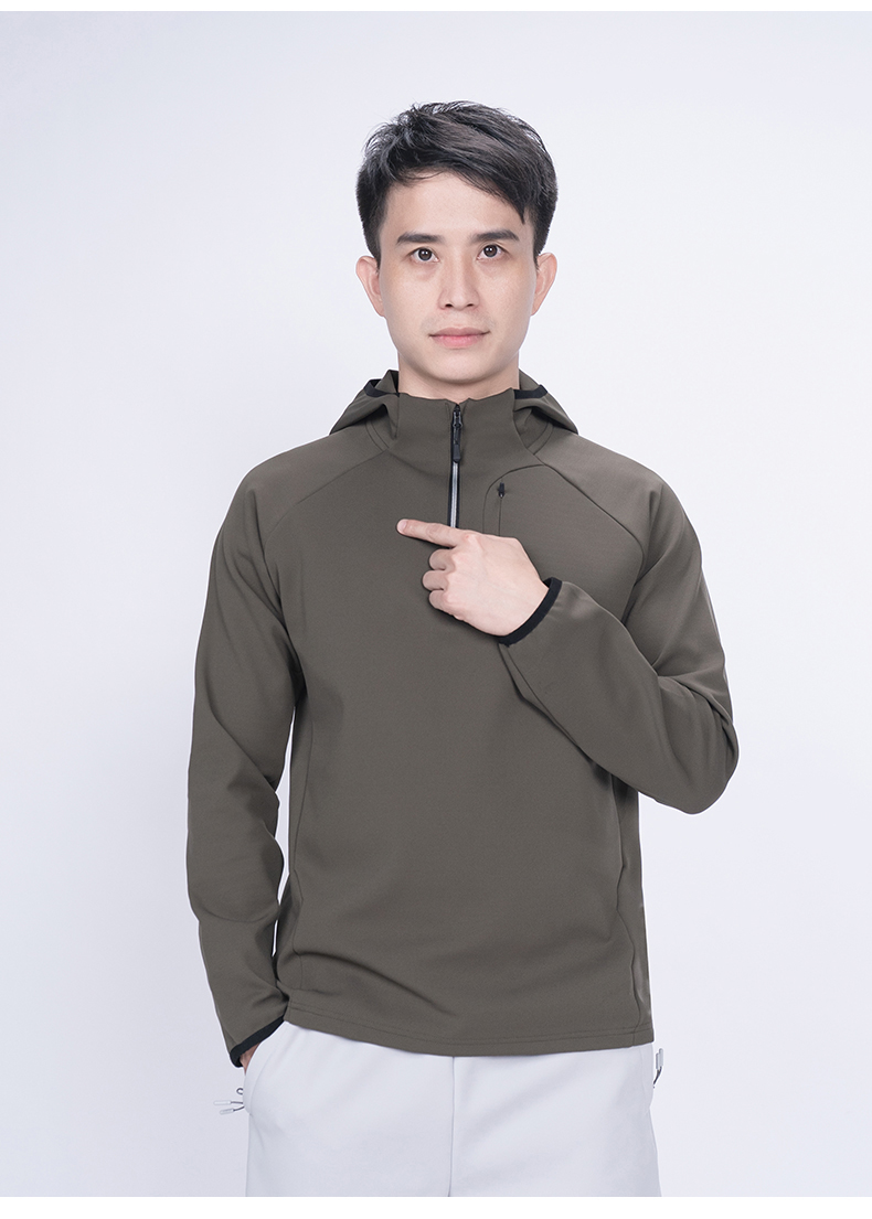 250g high elastic nano grid hooded half zipper outer sweatshirt KD4-7390