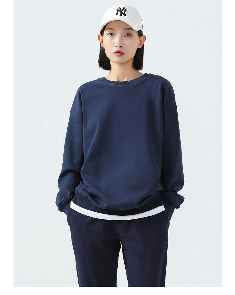 500g heavyweight pure cotton silver fox velvet drop shoulder round neck sweatshirt G21-U-X965