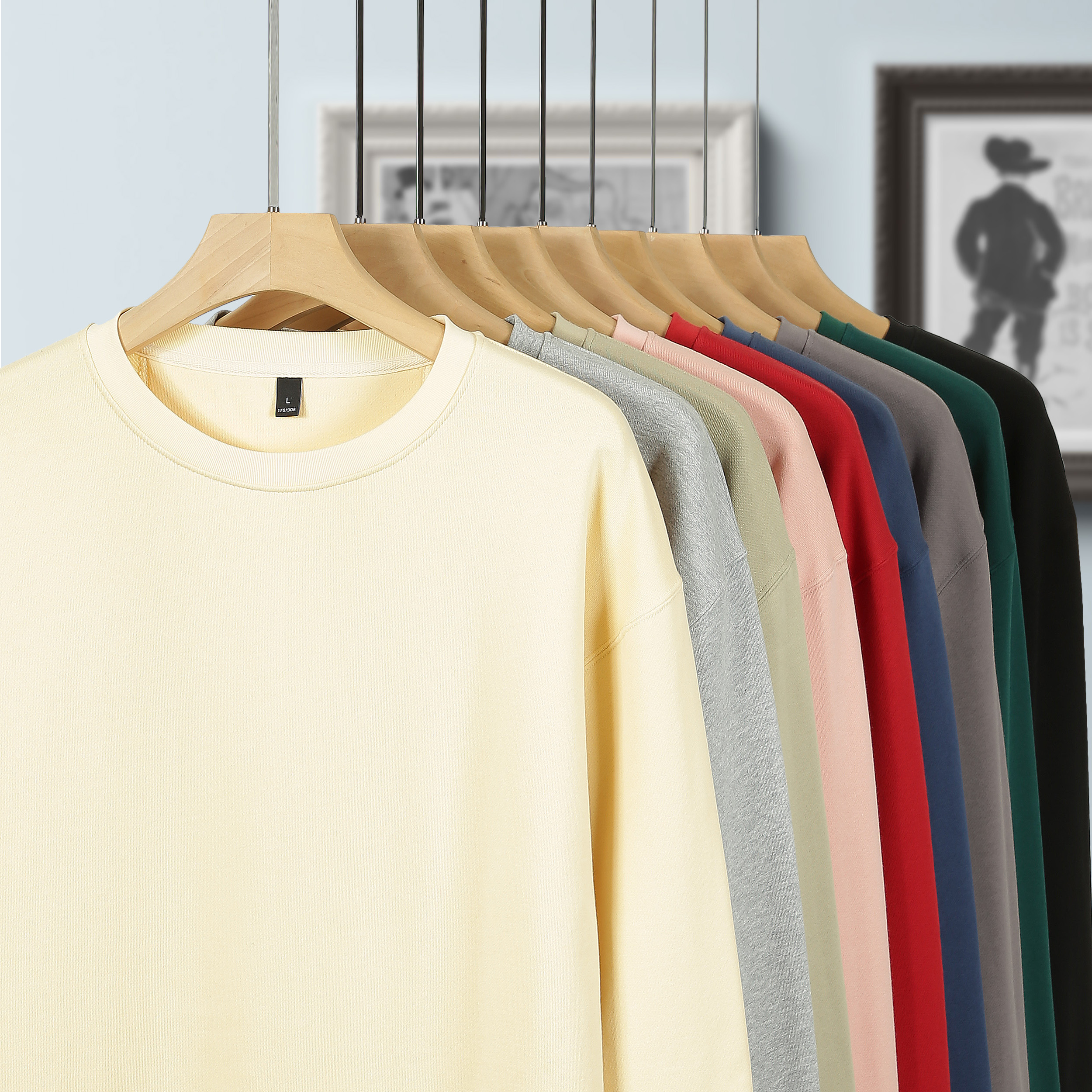 320g cotton double-strand terry drop shoulder round neck sweatshirt W03-S9001