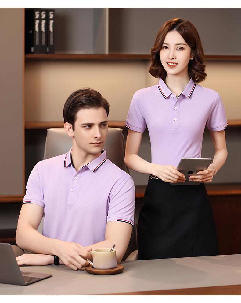 195g 40 count silk cotton lapel short sleeve POLO shirt GJ15-6606