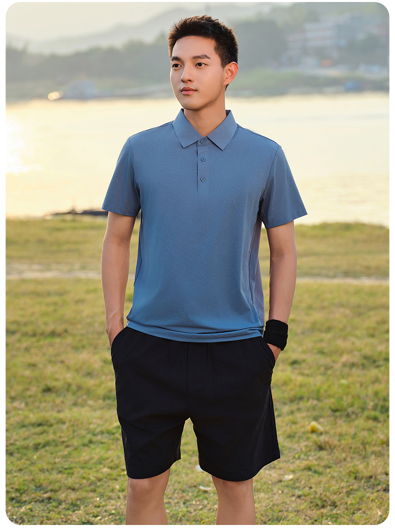 140g quick-drying 100 jacquard business lapel short-sleeved POLO shirt GJ39-6602