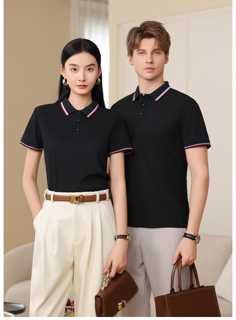 230G Imitation Cotton Color Lapel Short Sleeve POLO Shirt W01-6609