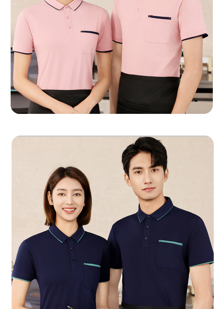 Original fabric collar soft pique cotton pocket lapel short sleeve POLO shirt H04-26607