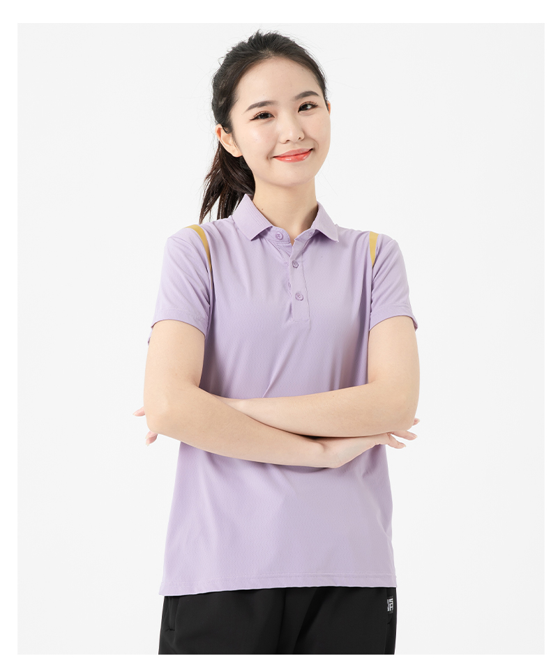 Breathable ice silk elastic lapel short-sleeved POLO shirt KF2-9206 for women