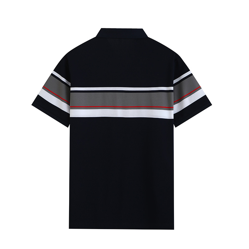 Comfortable breathable long-staple cotton yarn-dyed striped short-sleeved lapel polo shirt GJ61-W2822016