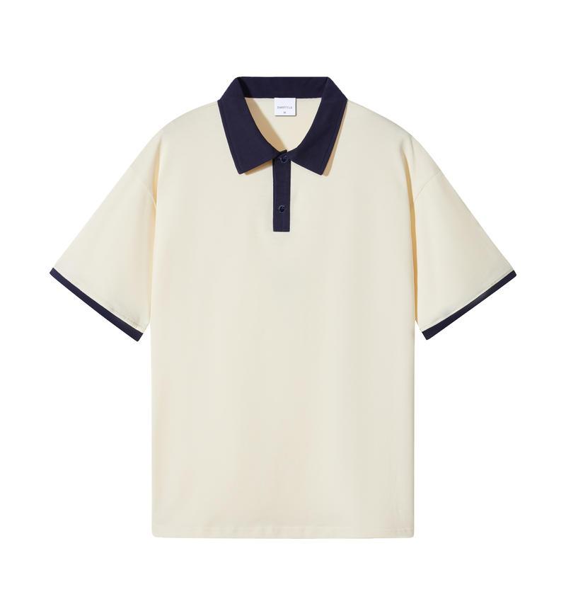 2409#240g Fashion brand drop shoulder contrast color POLO shirt Polo short sleeve lapel